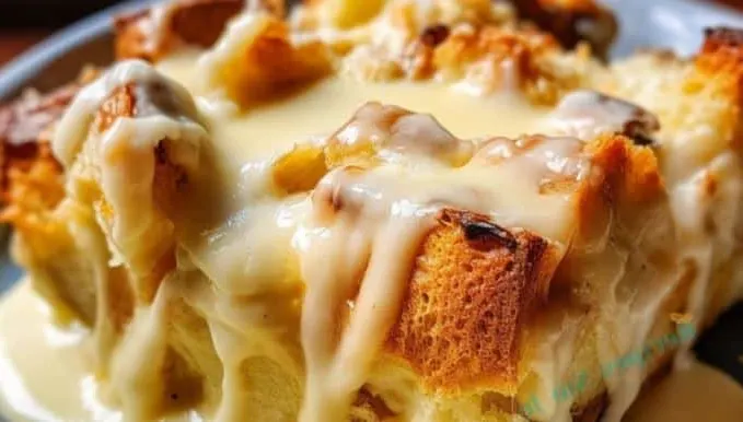 Grandma’s Old-Fashioned Bread Pudding with Vanilla Sauce