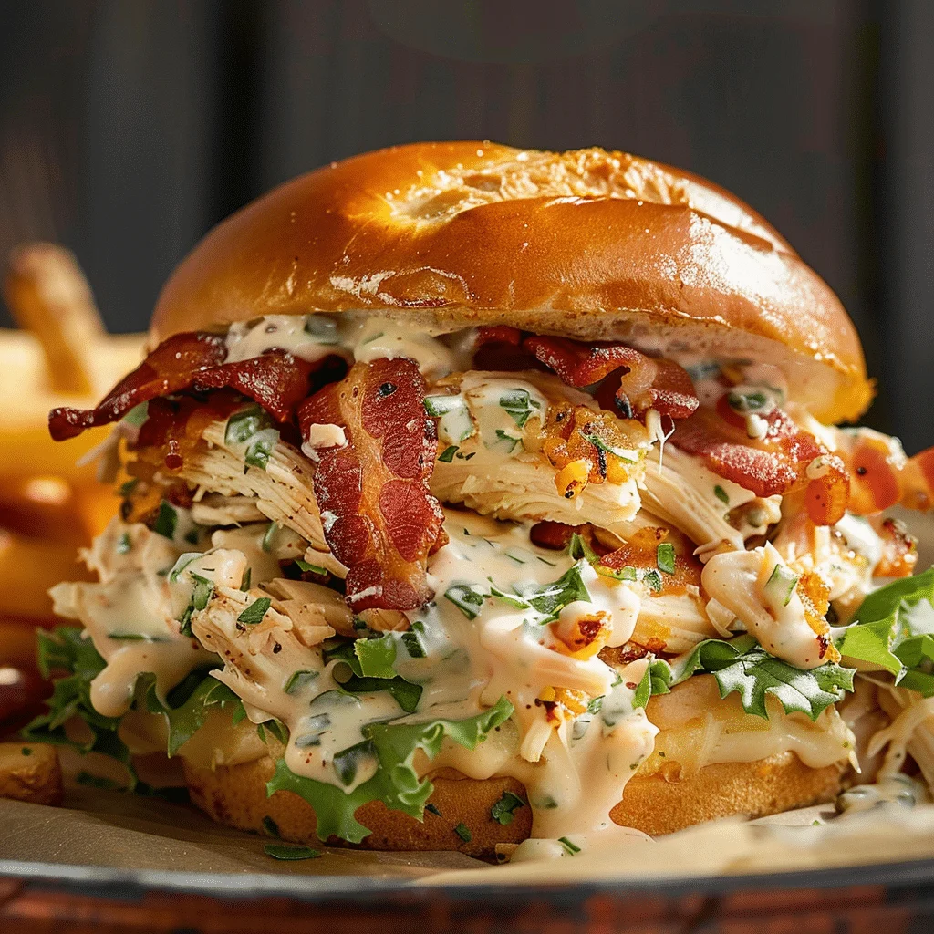 Slow Cooker Chicken Bacon Ranch Sandwiches