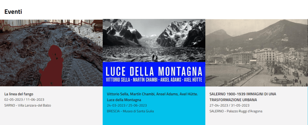 Eventi MuDiF pubblicati sul sito del Censimento delle raccolte fotografiche in Italia