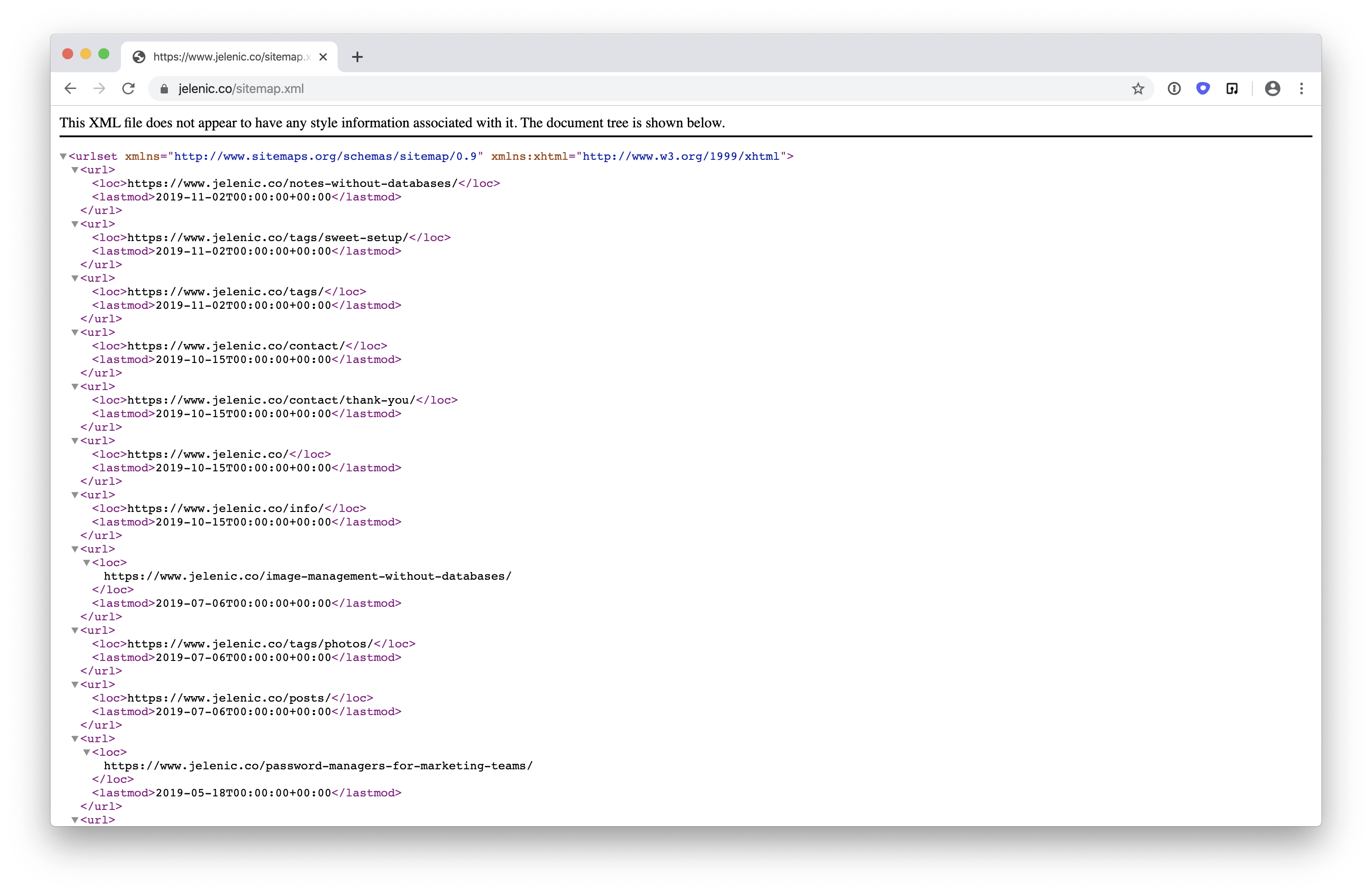 XML Sitemap von robertjelenic.de