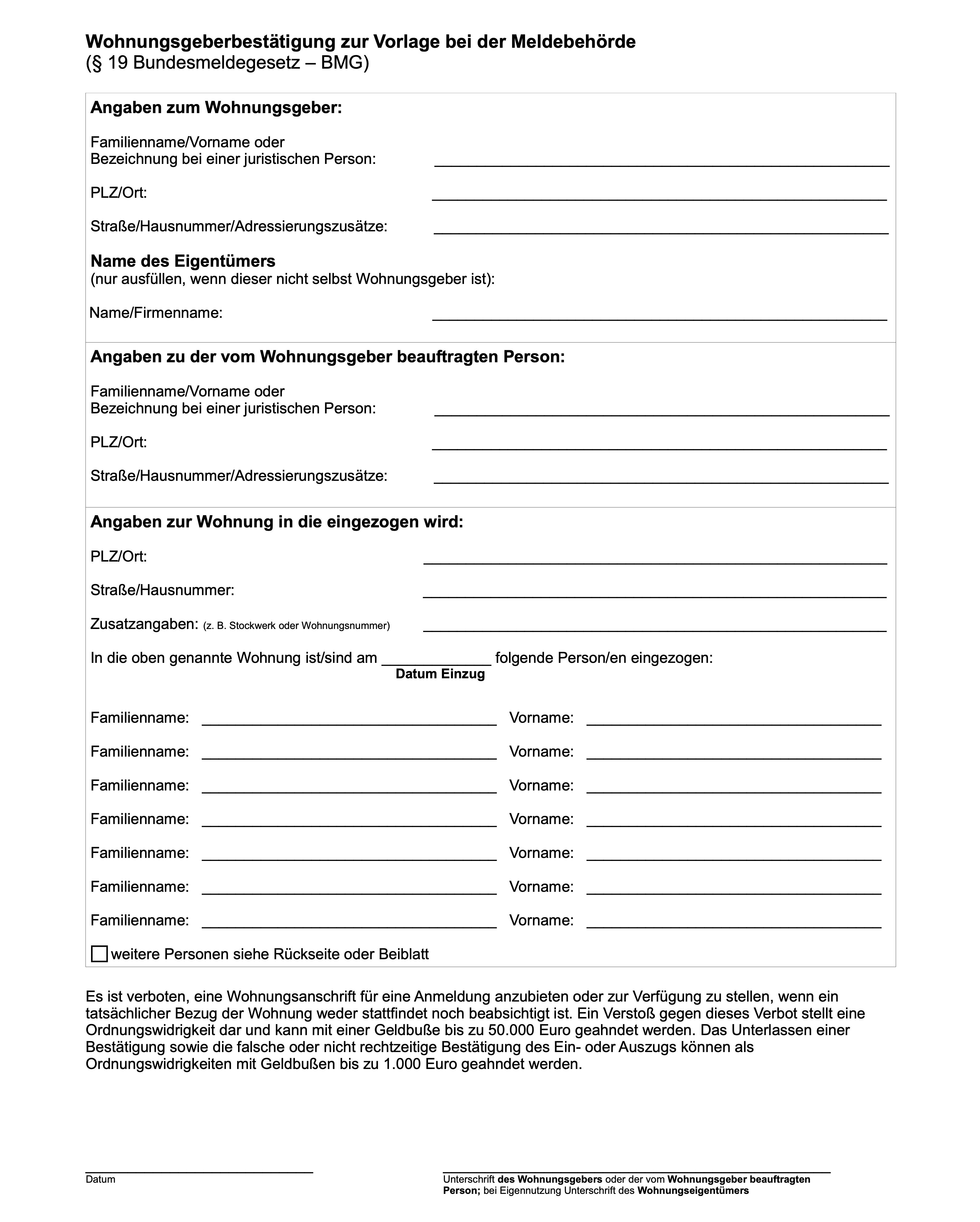 Wohnungsgeberbestätigung