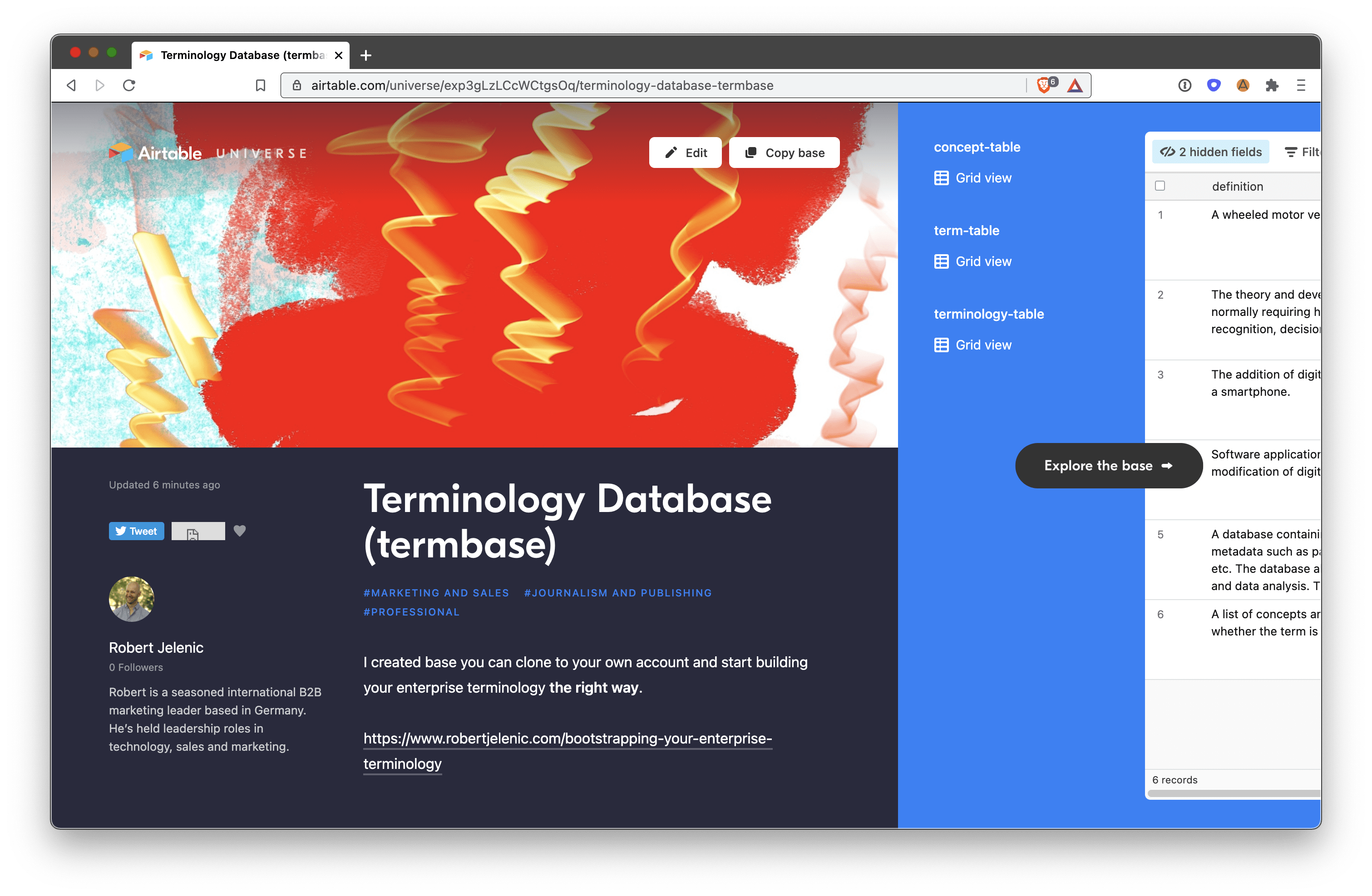 Die Termbase-Basis im Airtable-Universum
