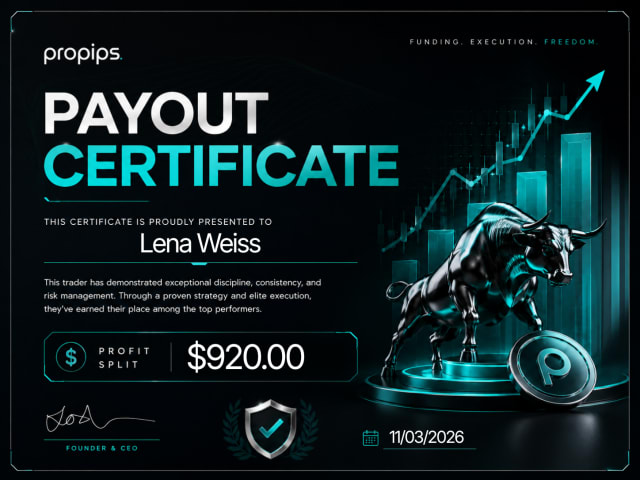 ProPips payout certificate 1