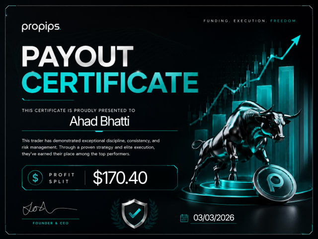 ProPips payout certificate 8