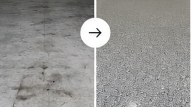 Worn and finished garage floor comparison