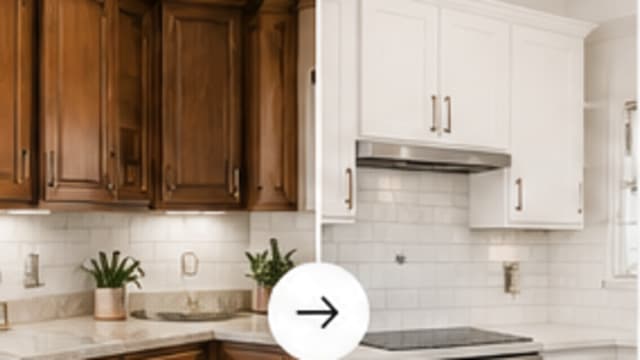 Dark wood and white kitchen cabinet comparison