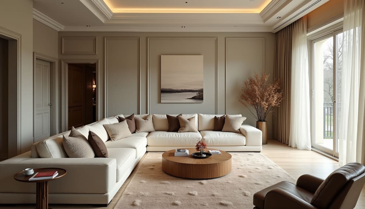 Eye-level view of a beautifully painted luxury living room