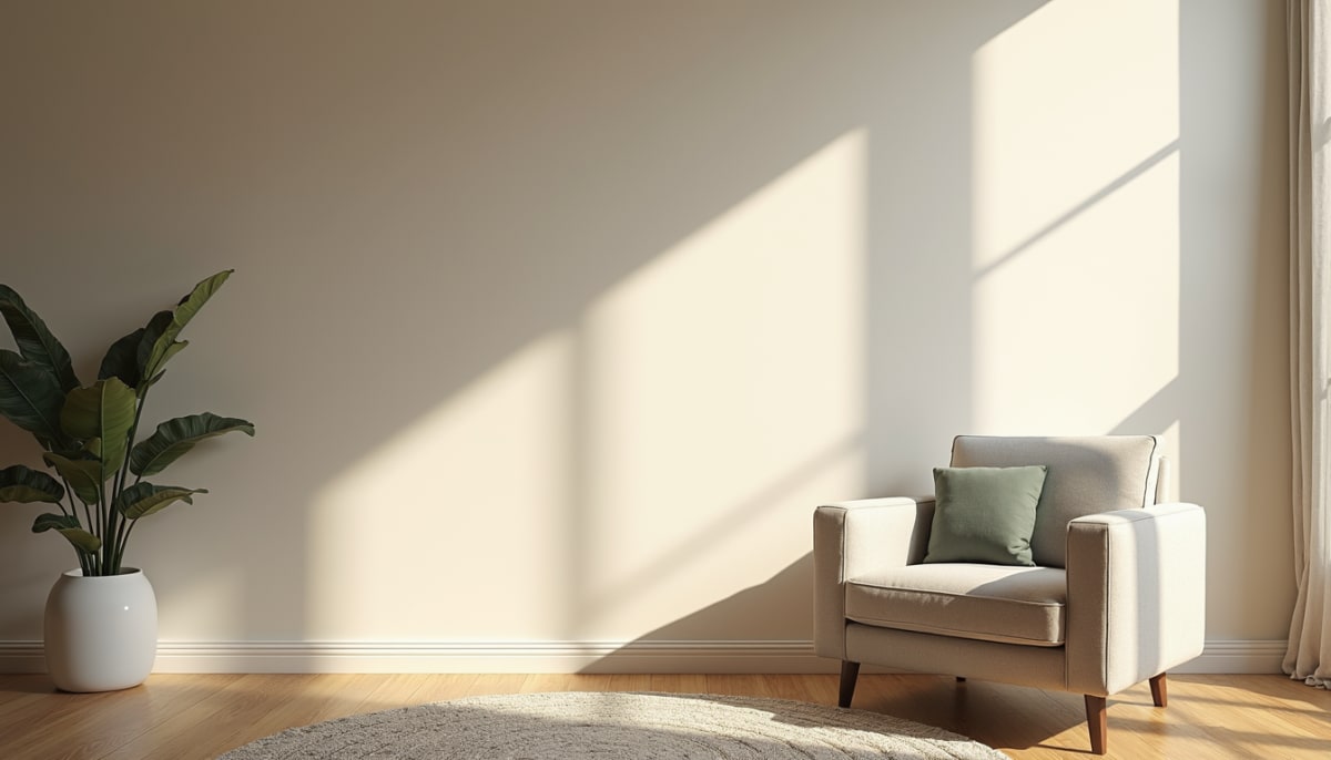 Eye-level view of a beautifully painted accent wall in a living room