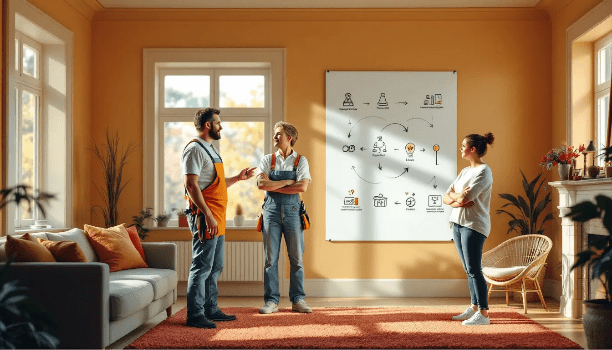 Professional painting contractor discussing