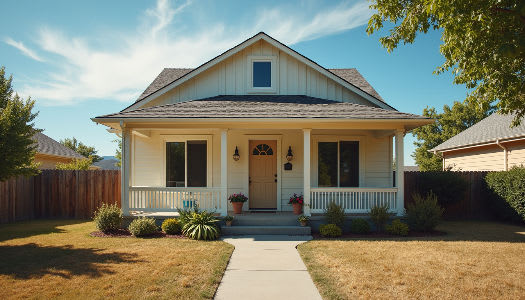 High angle view of a freshly painted house exterior in Cedar City