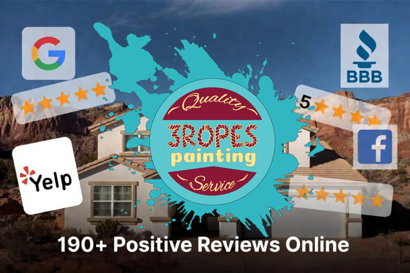 Graphic showing approximately 190 total customer reviews for a Southern Utah painting contractor across all platforms