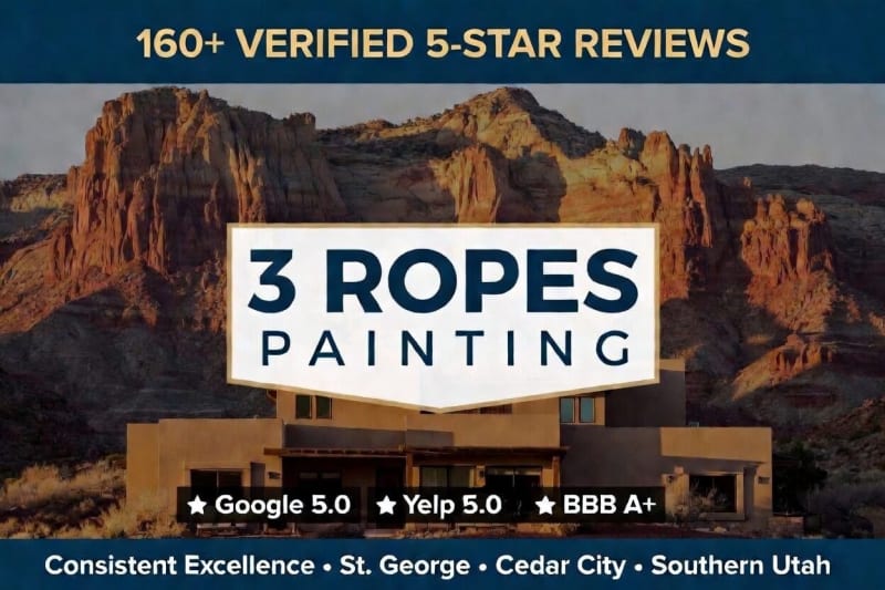 Badge showing over 160 verified 5-star reviews for a St. George painting contractor