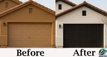 Before and After Painted Stucco Home and Garage Door St George UT