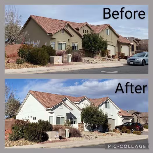 Stucco Exterior Before After - St George UT | 3 Ropes Painting