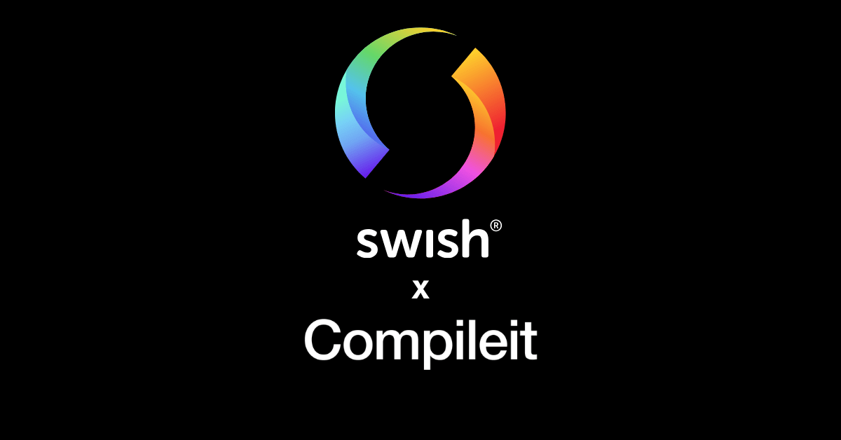 Swish x Compileit på svart bakgrund