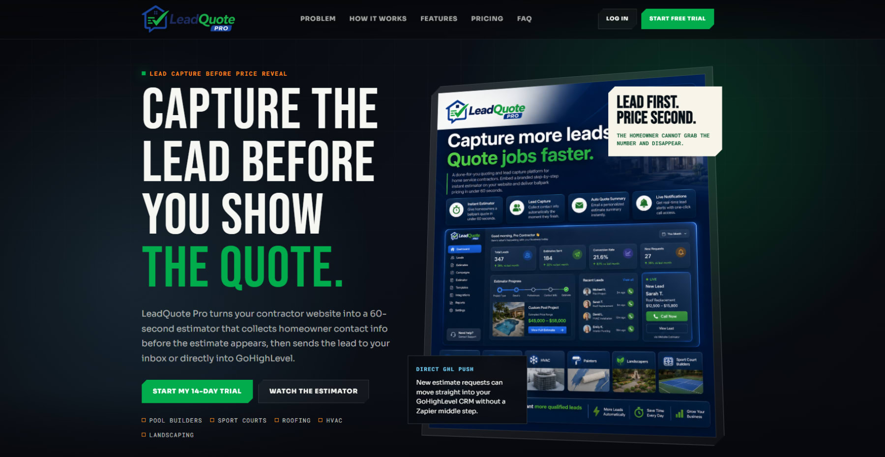 LeadQuote Pro homepage