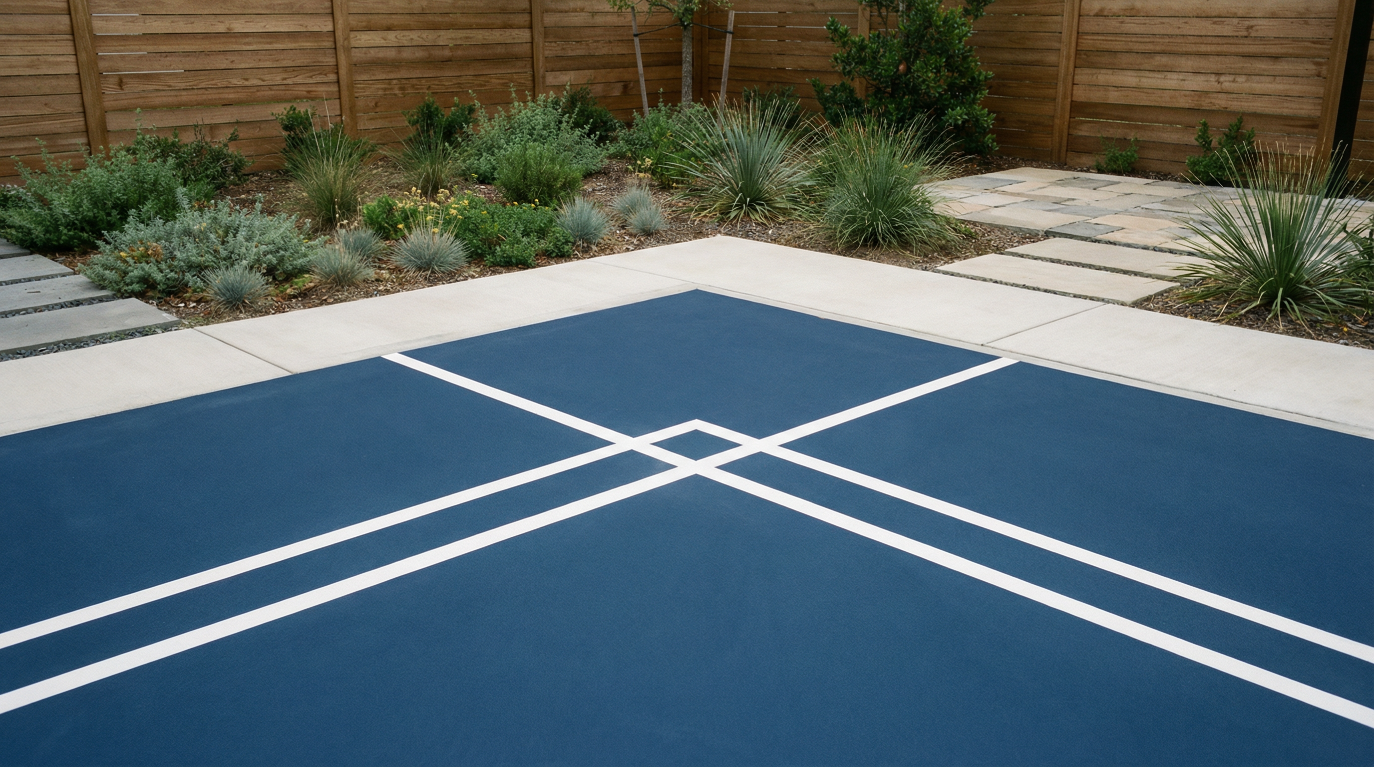 Finished sport court corner with clean game lines