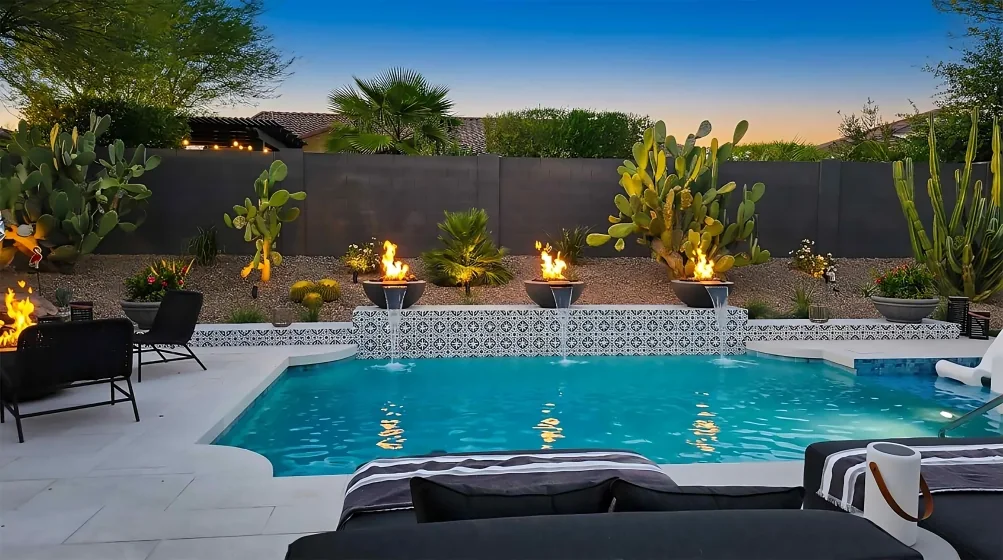 Arizona pool remodel with updated finishes and decking