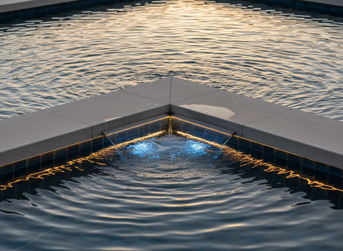 Raised spa and controlled water movement