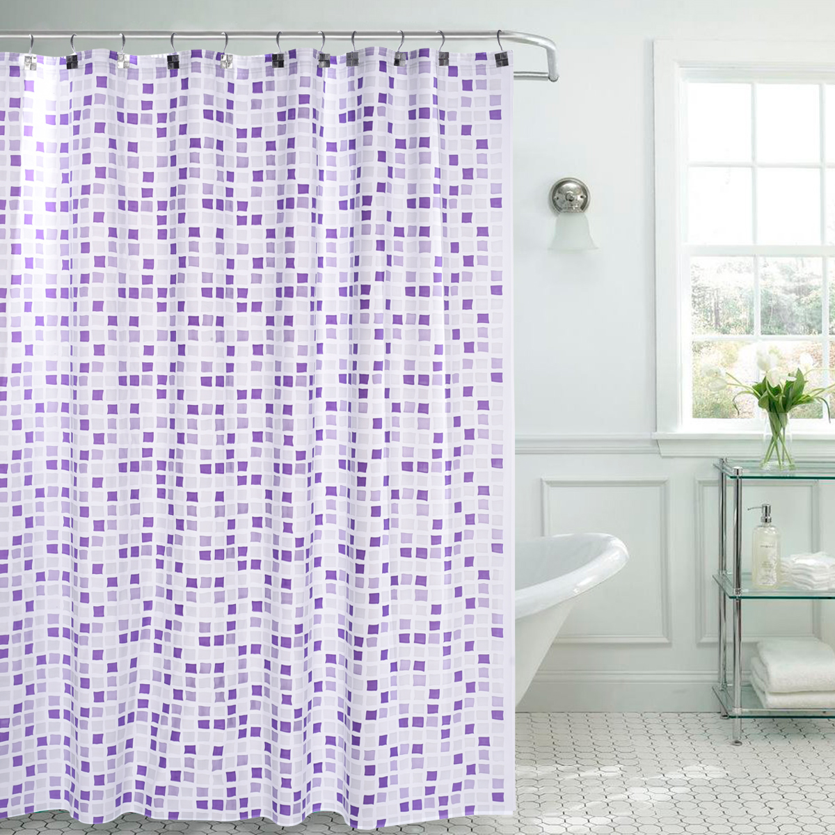 Cortina de baño plastica simple con ganchos