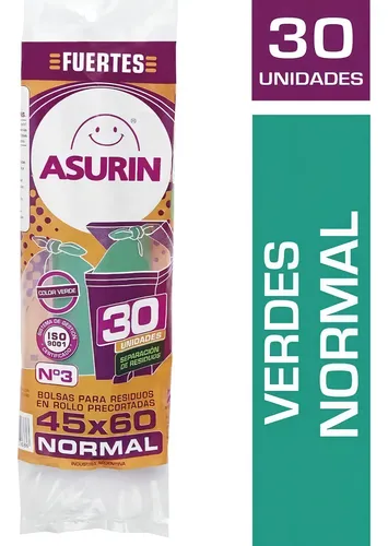 Bolsas Asurin 45x60 verdes 30u