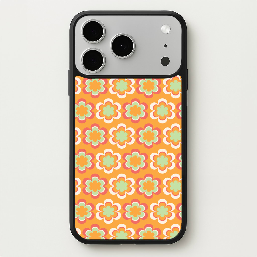 Orange Retro Flowers Pattern Phone Case
