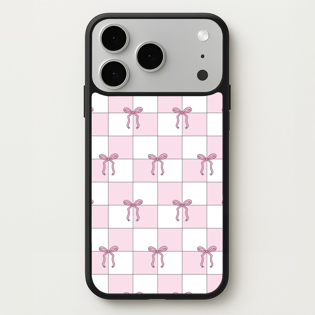 Checkered Pink Coquette Bows Phone Case
