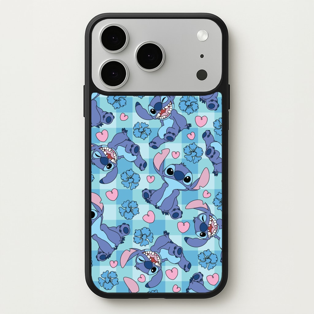 Blue Alien And Hearts Pattern Phone Case
