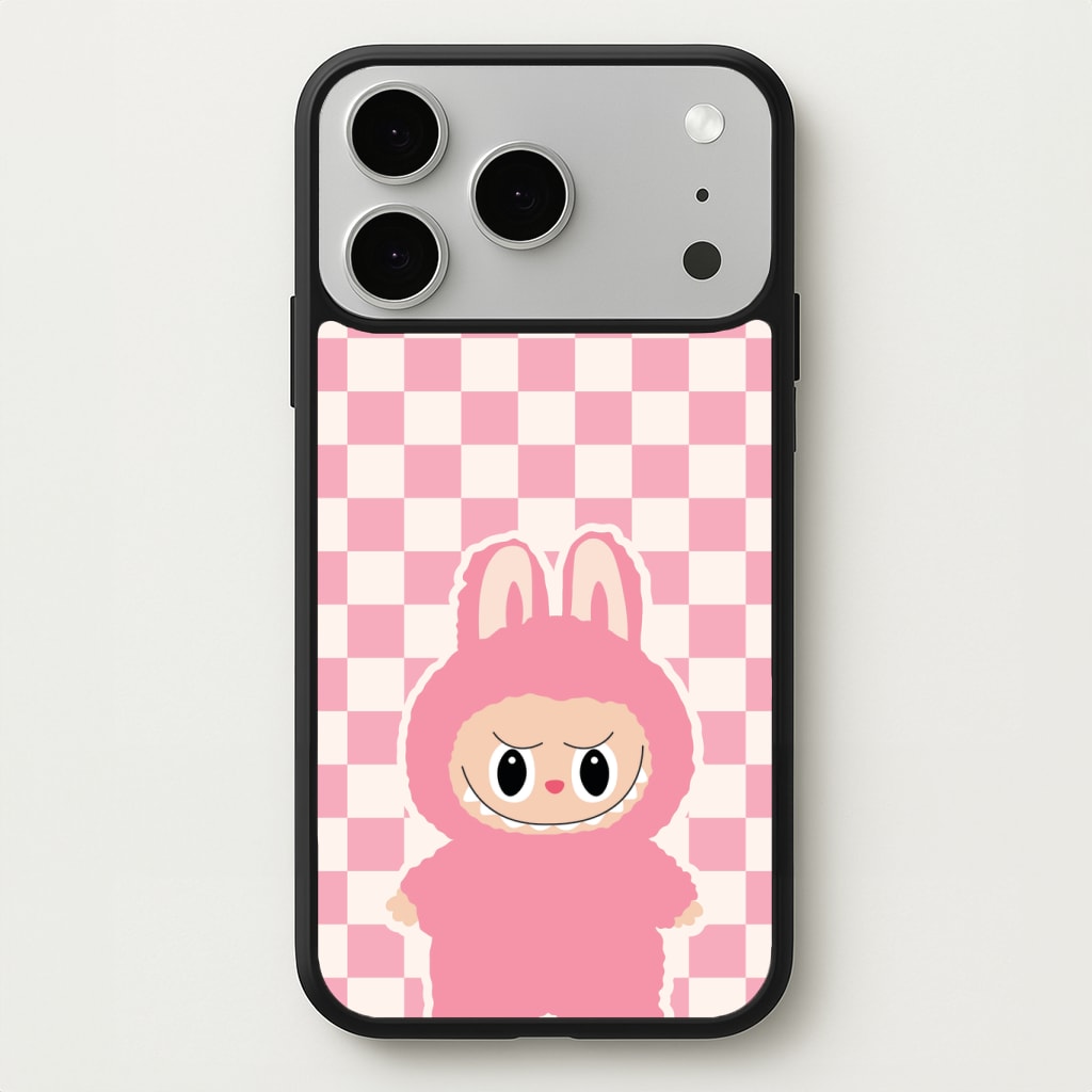 Checkered Cute Pink Monster Phone Case