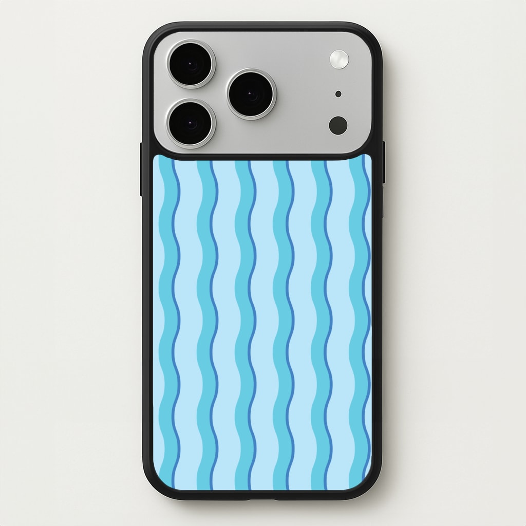 Blue Wavy Stripes Pattern Phone Case