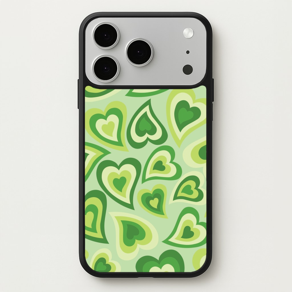 Green Hearts - Trippy Patterns Phone Case
