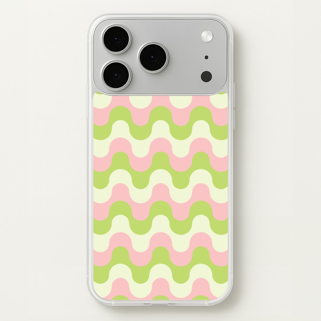 Green And Pink Retro Waves Pattern Phone Case