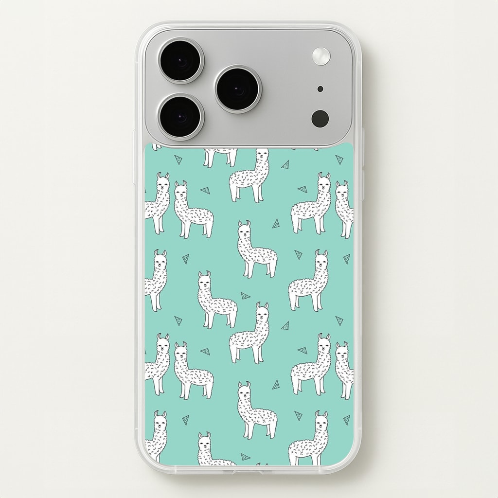 Mint Alpaca Pattern Phone Case