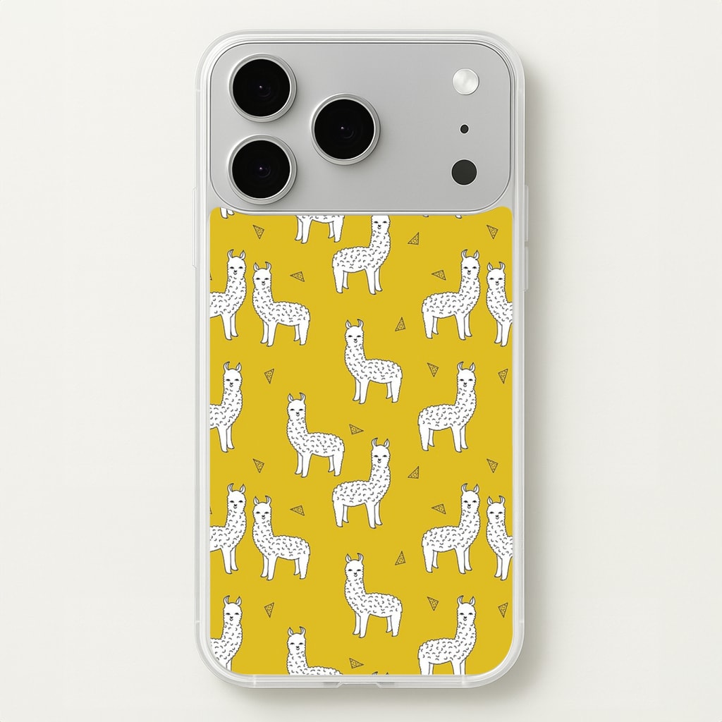 Mustard Alpaca Pattern Phone Case