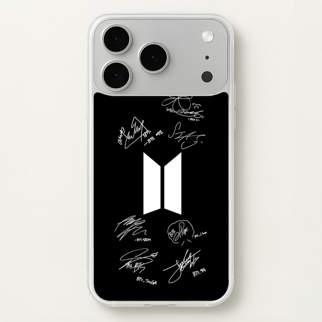 Black K-Pop Band Logo and Signatures Phone Case