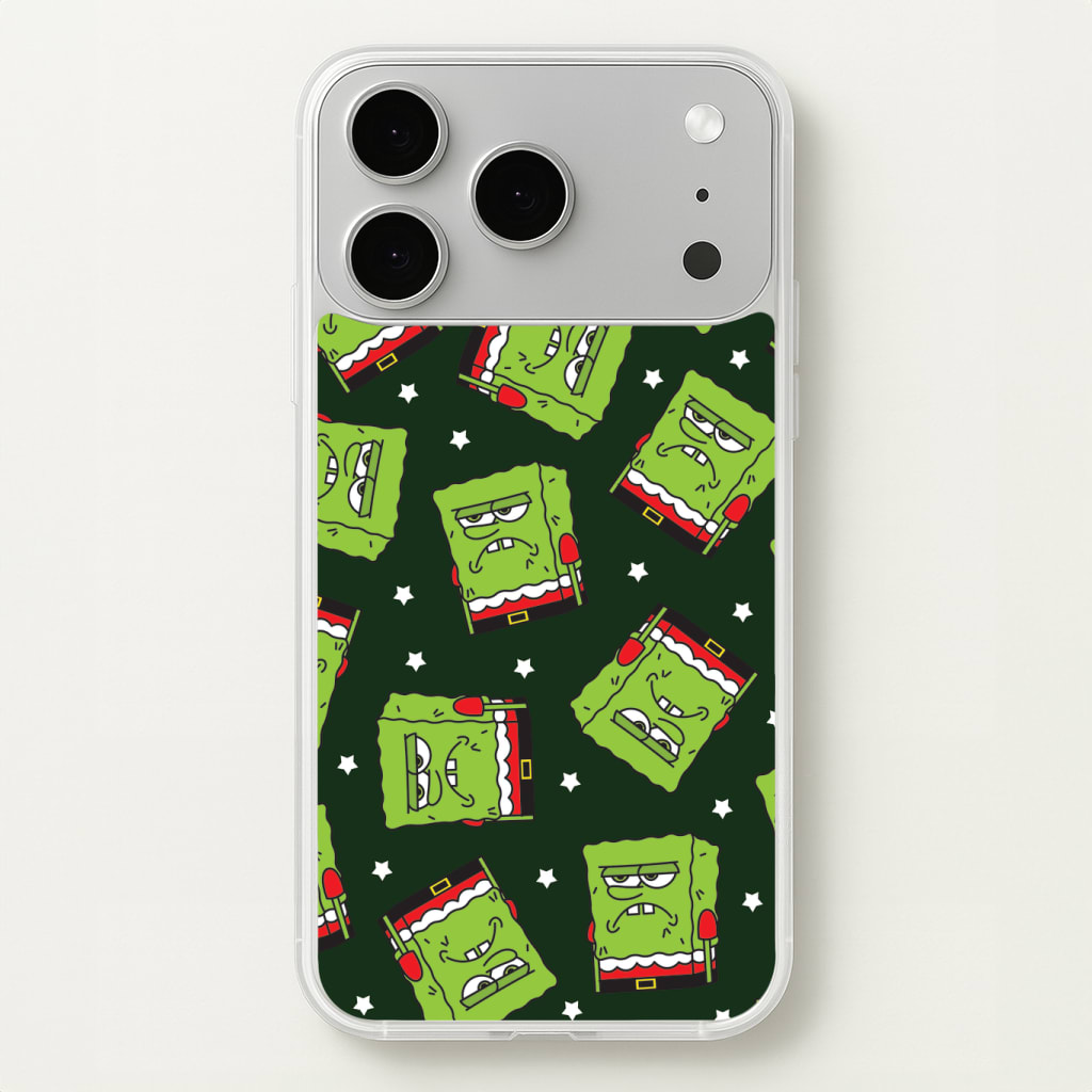Grumpy Christmas Cartoon Sponge Pattern Phone Case