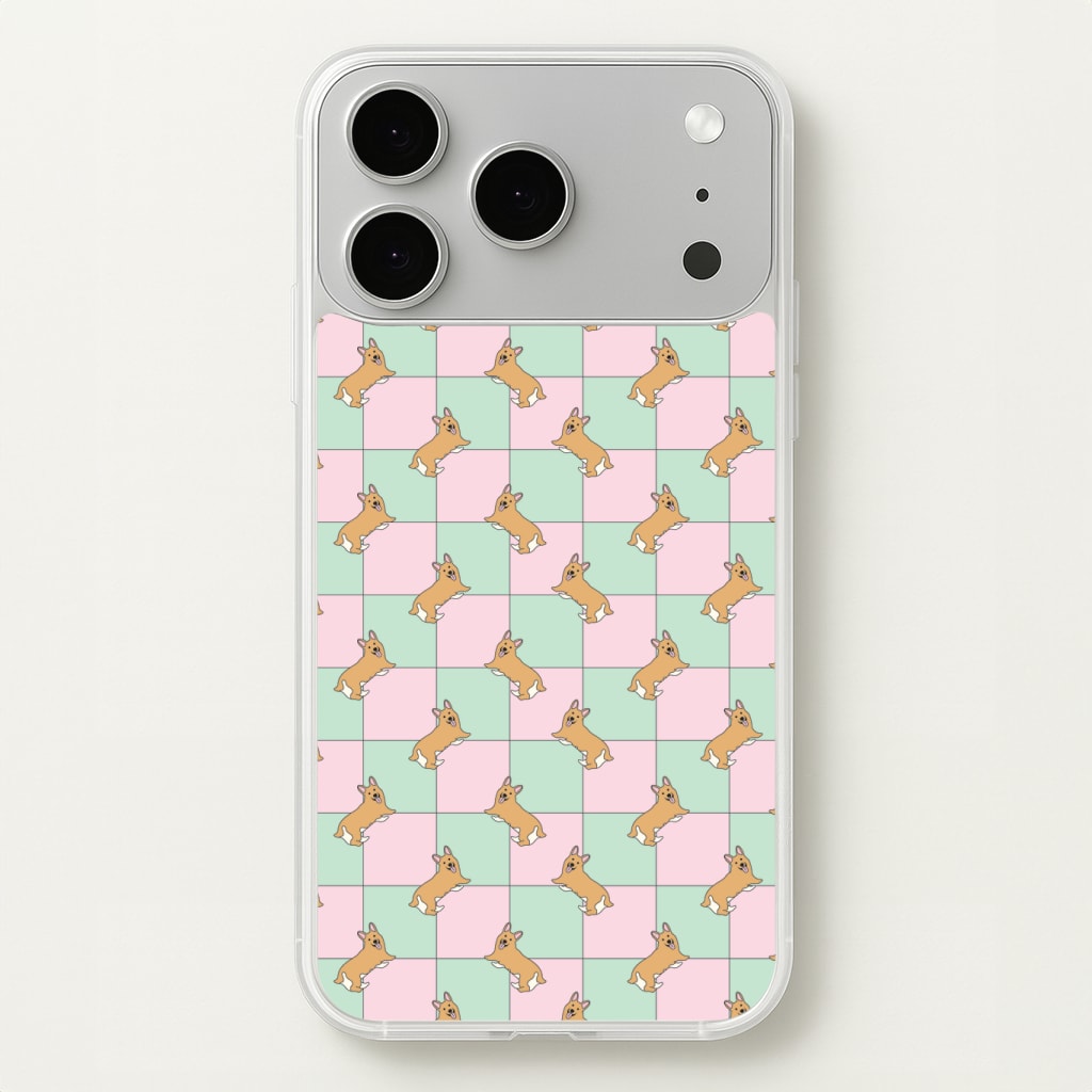 Checkered Corgis Pattern Phone Case