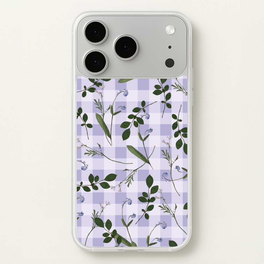 Checkered Pressed Flowers Pattern Phone Case