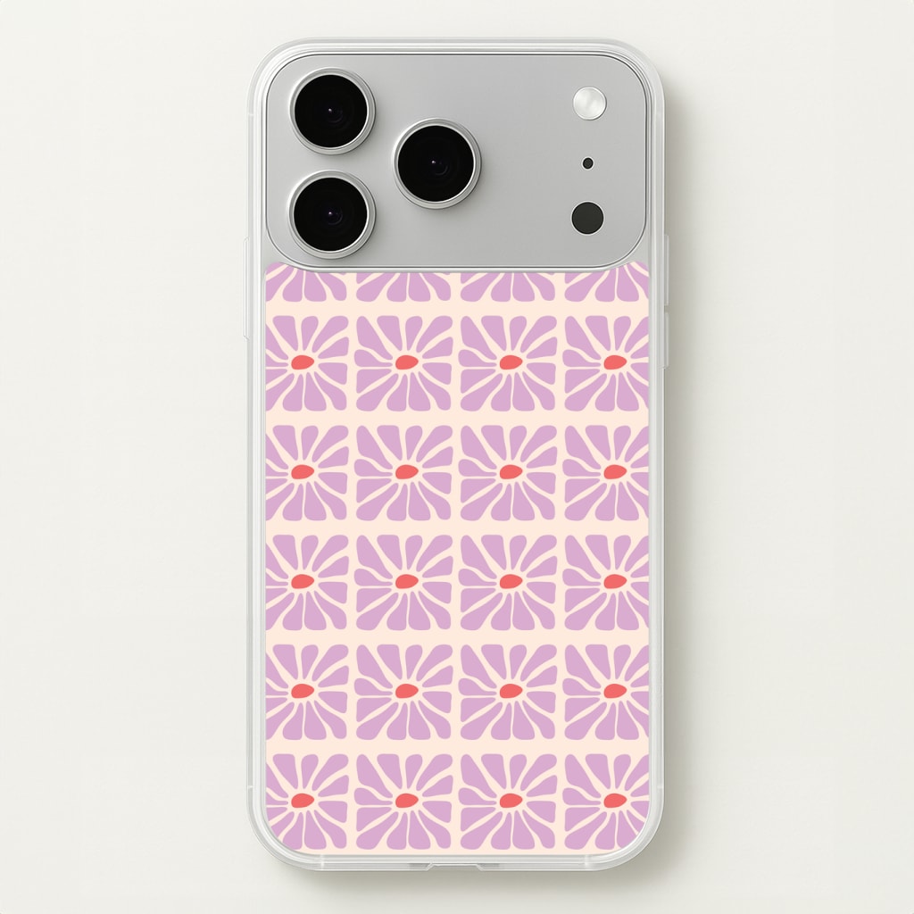 Square Abstract Flowers Mauve Phone Case