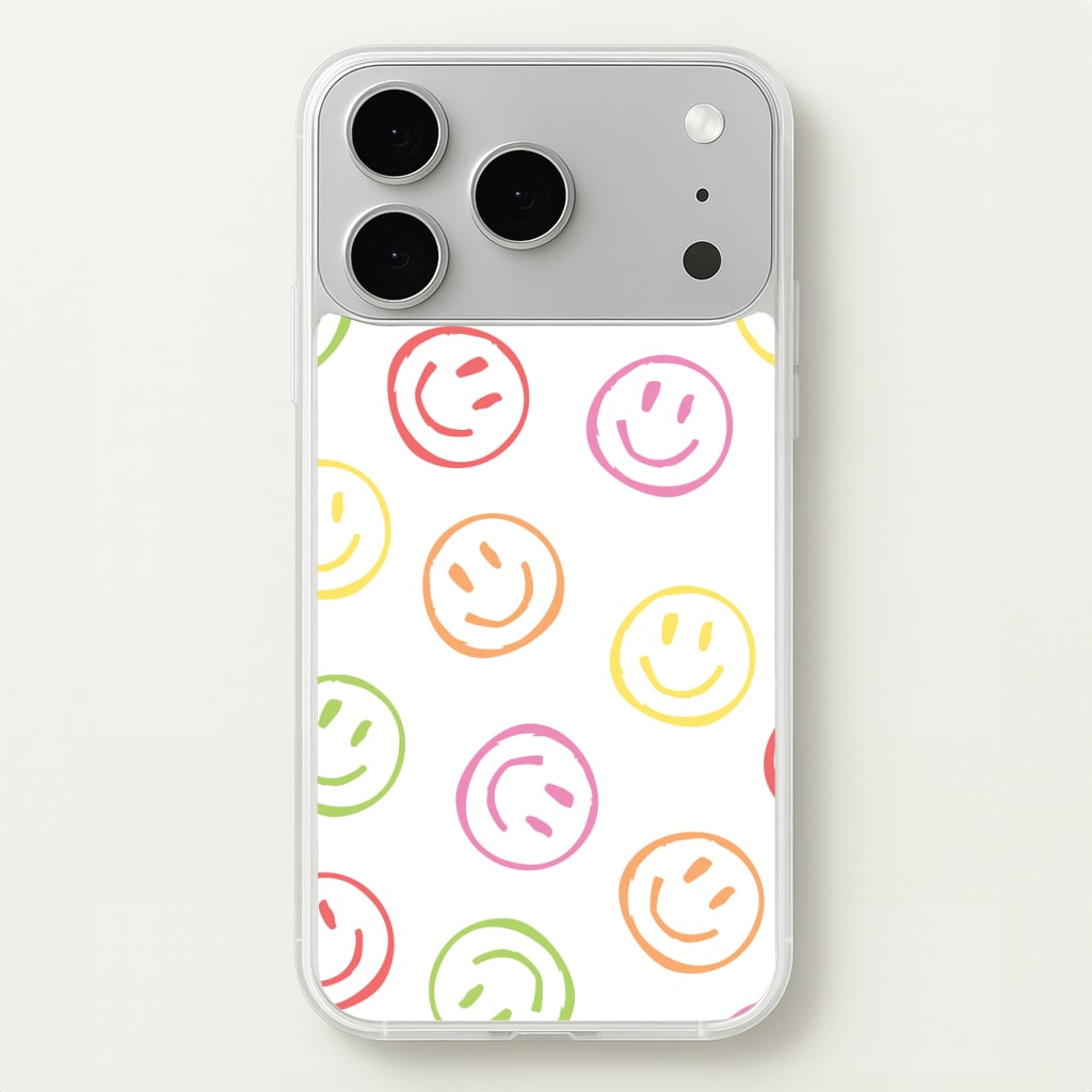 Colourful Sketched Smileys Pattern Phone Case