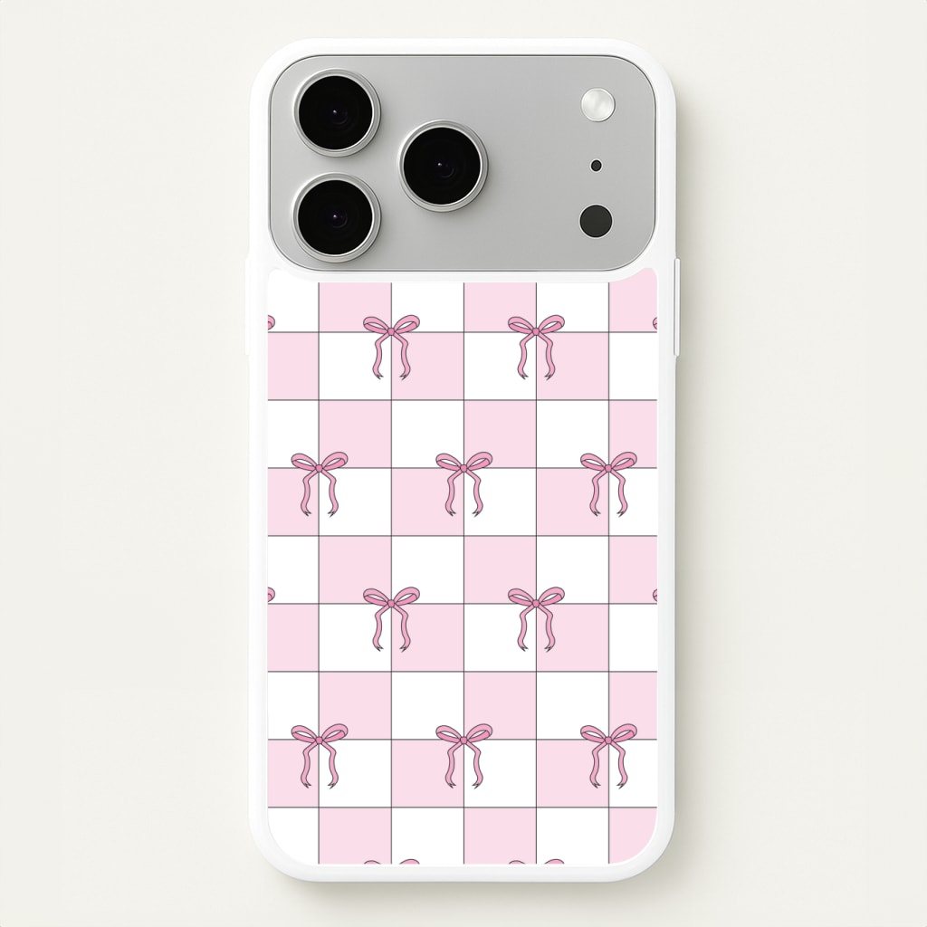 Checkered Pink Coquette Bows Phone Case