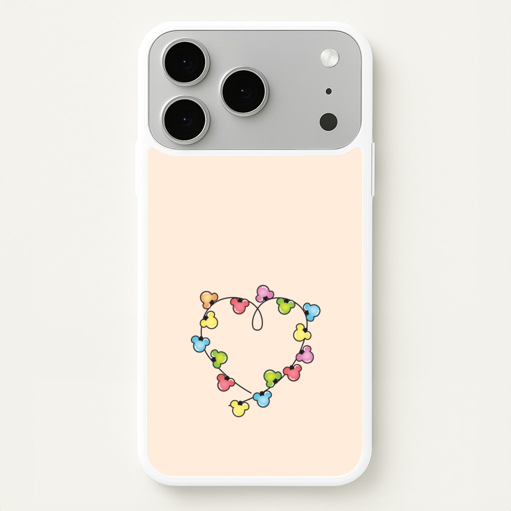 Cartoon Mouse Christmas Fairylights Heart Phone Case