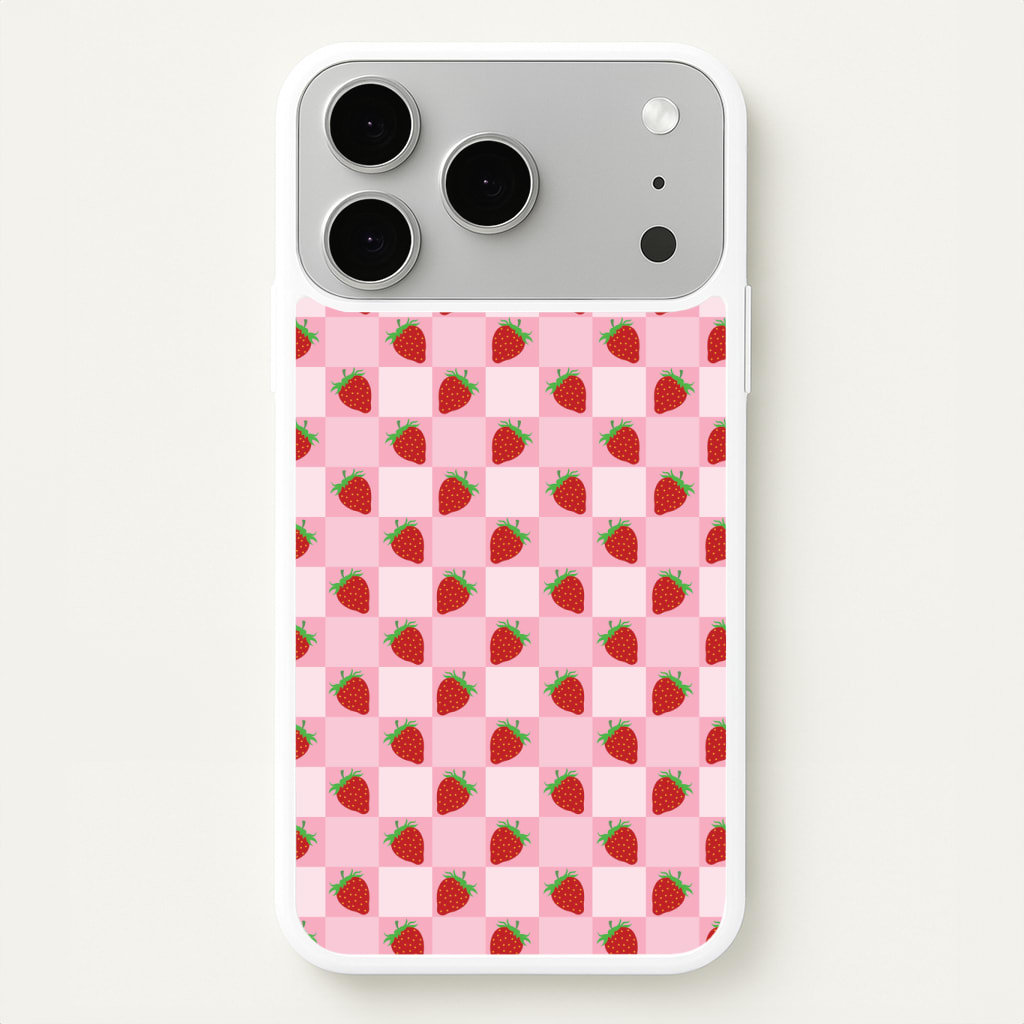 Checkered Strawberries Pattern Phone Case