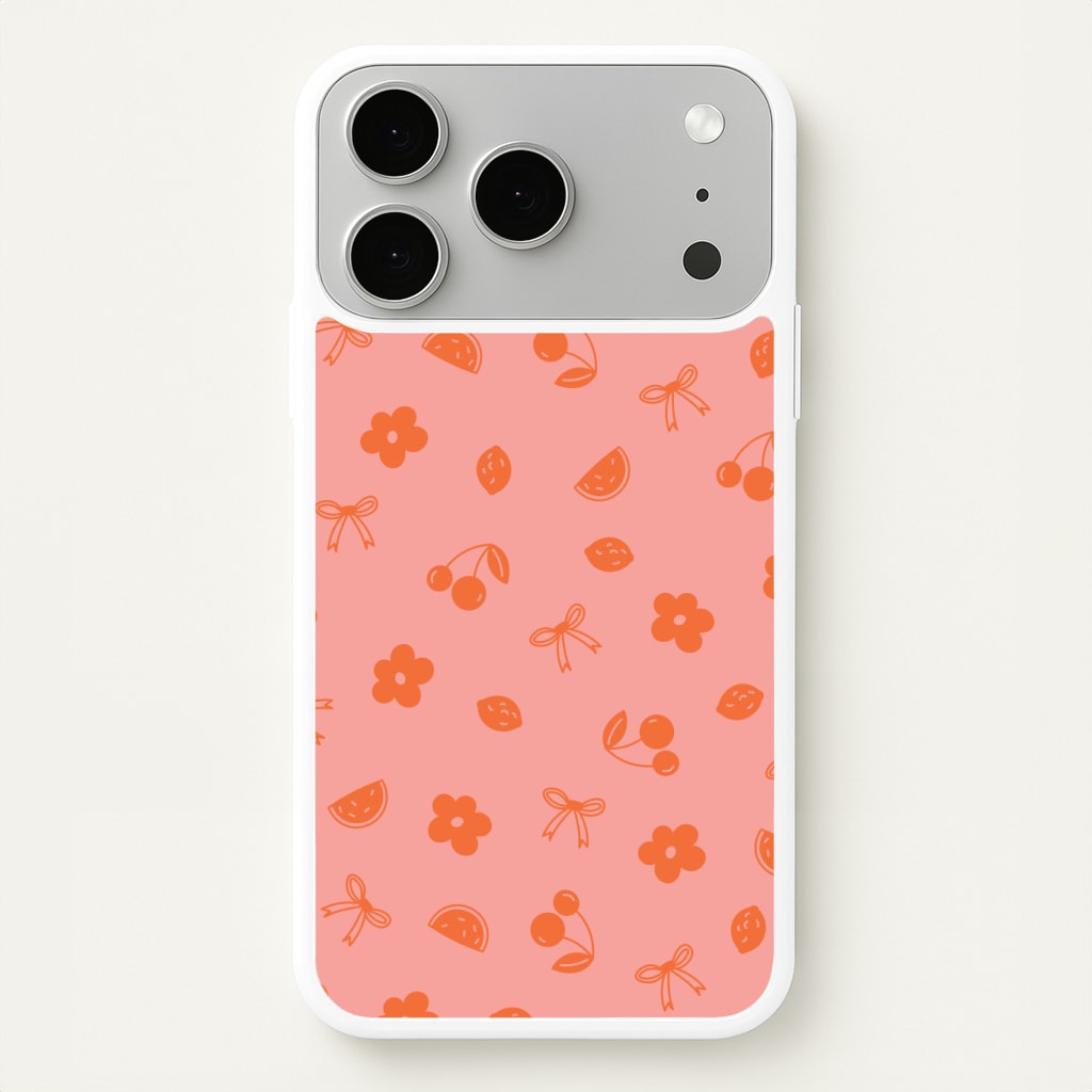 Coquette Orange Cherries Pattern Phone Case