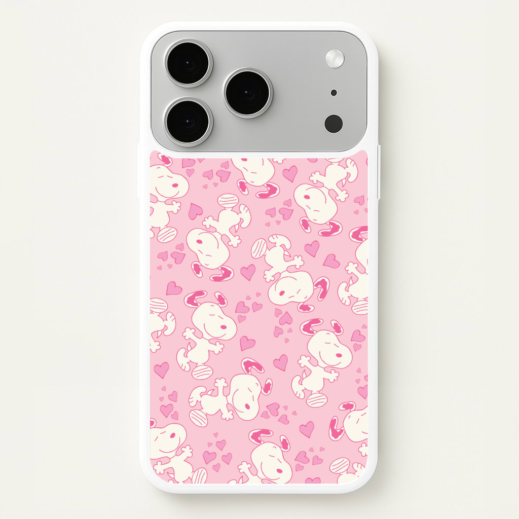 Cartoon Beagle Valentine Hearts Pattern Phone Case