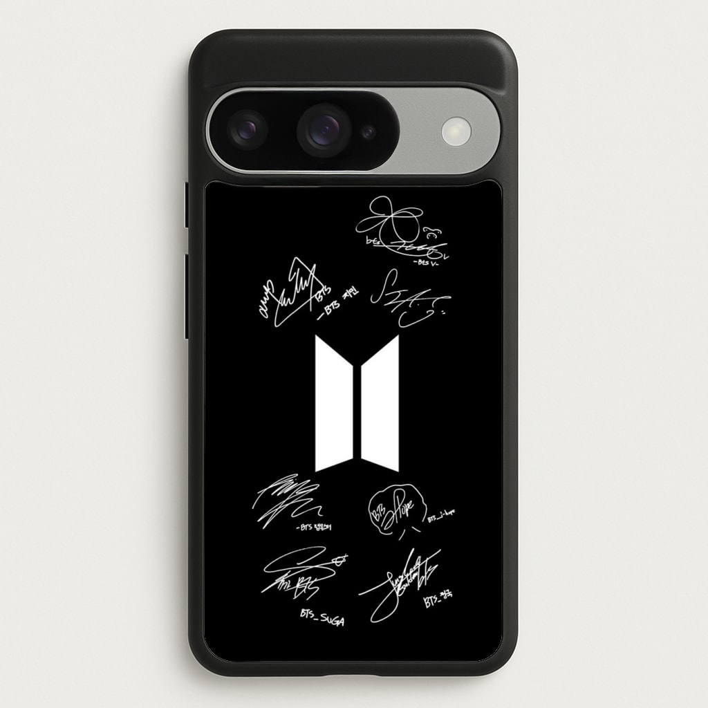 Black K-Pop Band Logo and Signatures Phone Case