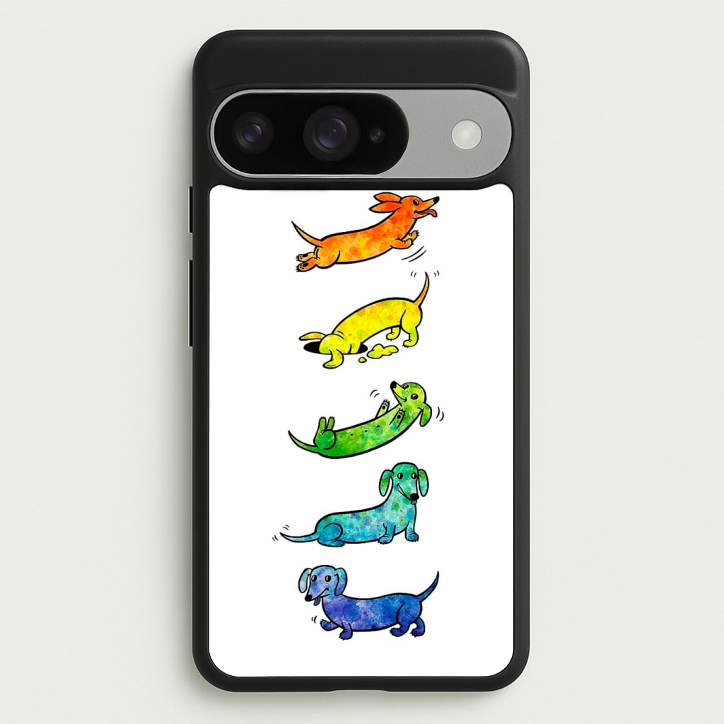 Watercolor Rainbow Dachshunds Phone Case