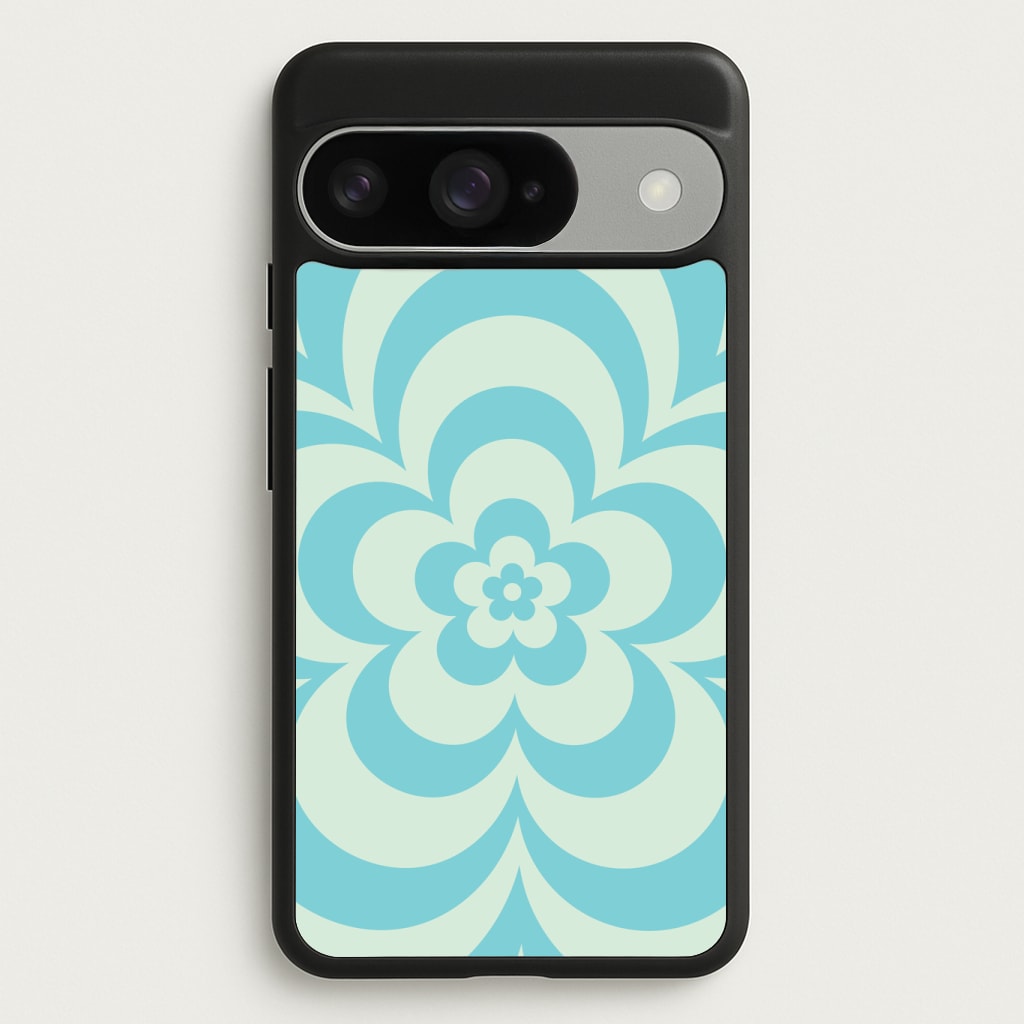 Teal Abstract Flower Pattern Phone Case