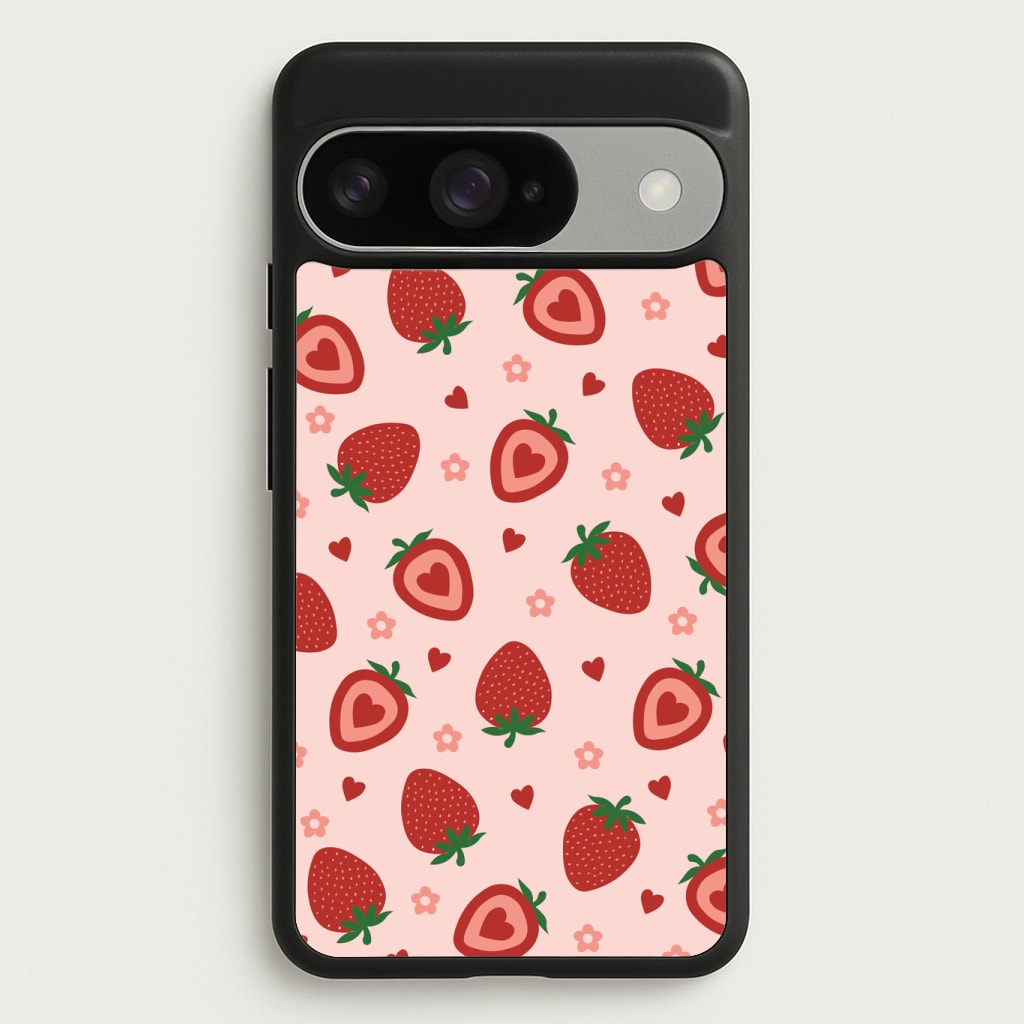 Strawberries And Hearts - Fruit Patterns Phone Case