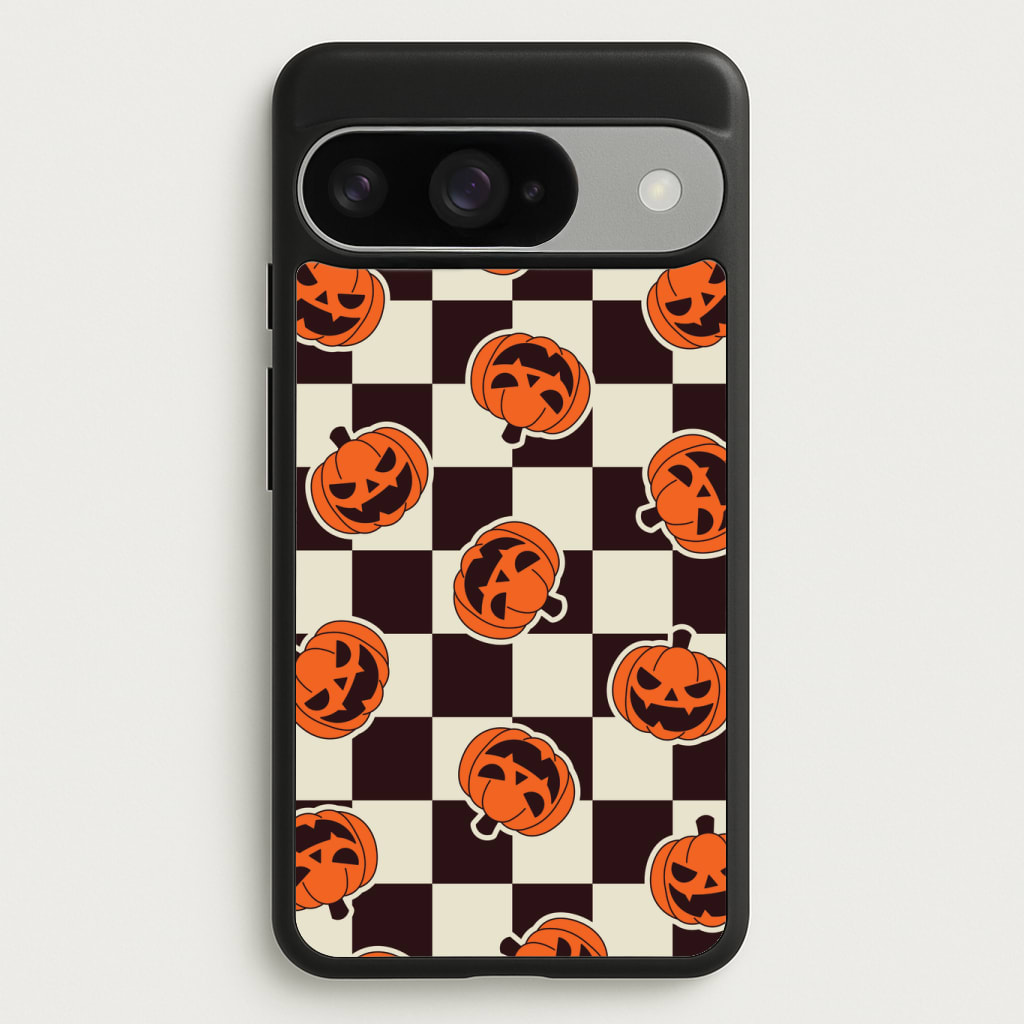 Pumpkin Stickers Checkered Pattern Phone Case